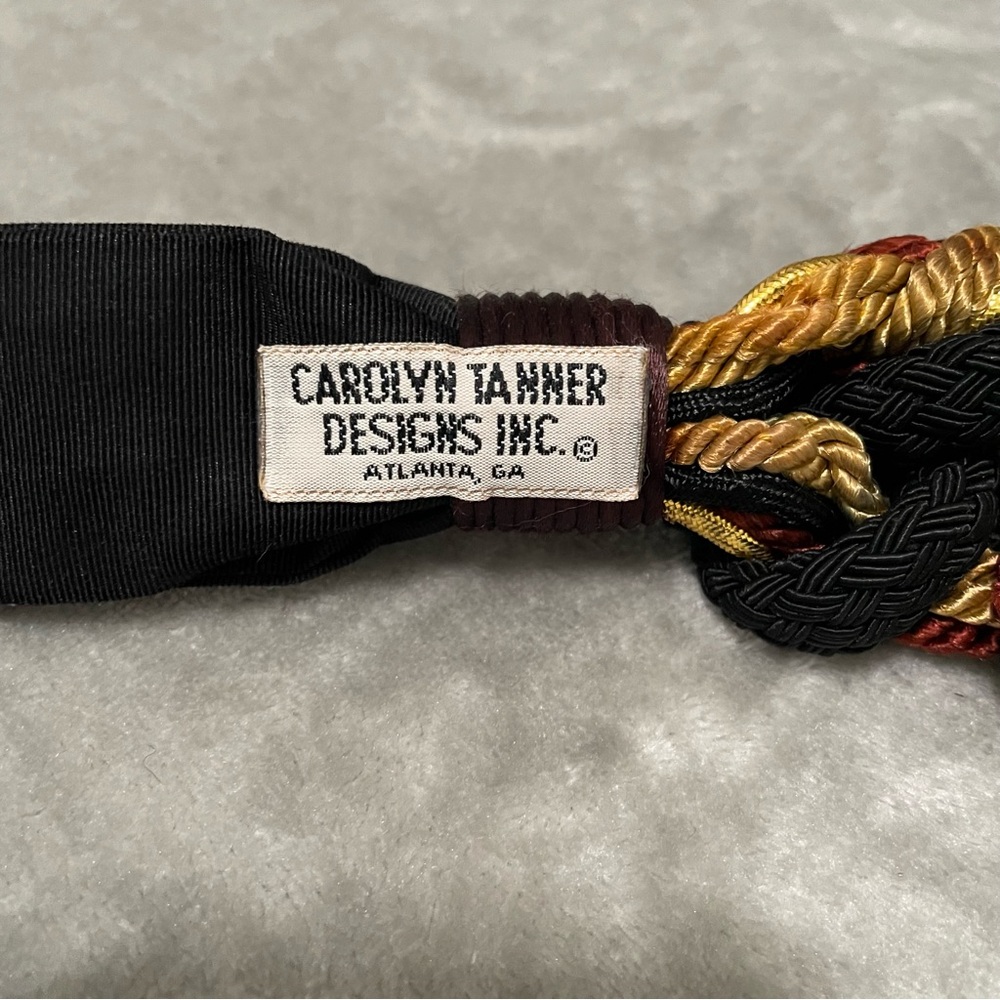 Vintage Carolyn Tanner Braided Black Belt Gold Metal Accent Statement Waist Belt - Picture 8 of 10
